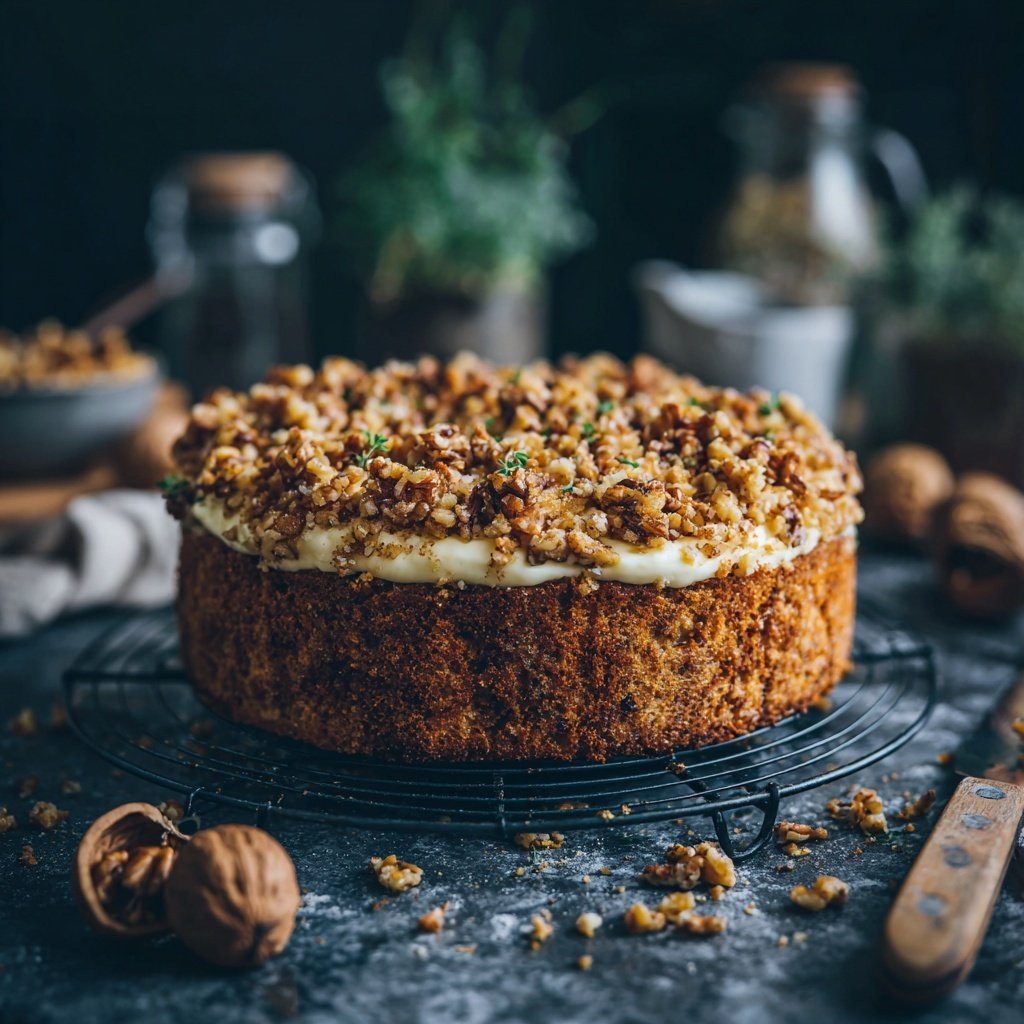 Karottenkuchen Mit Nuss Topping