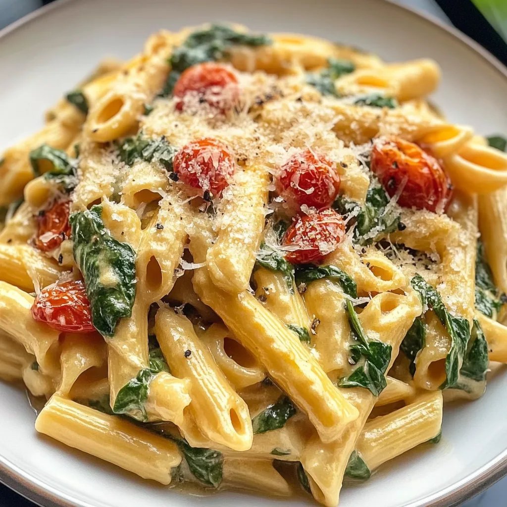 Leckere Spinat-Tomaten-Pasta