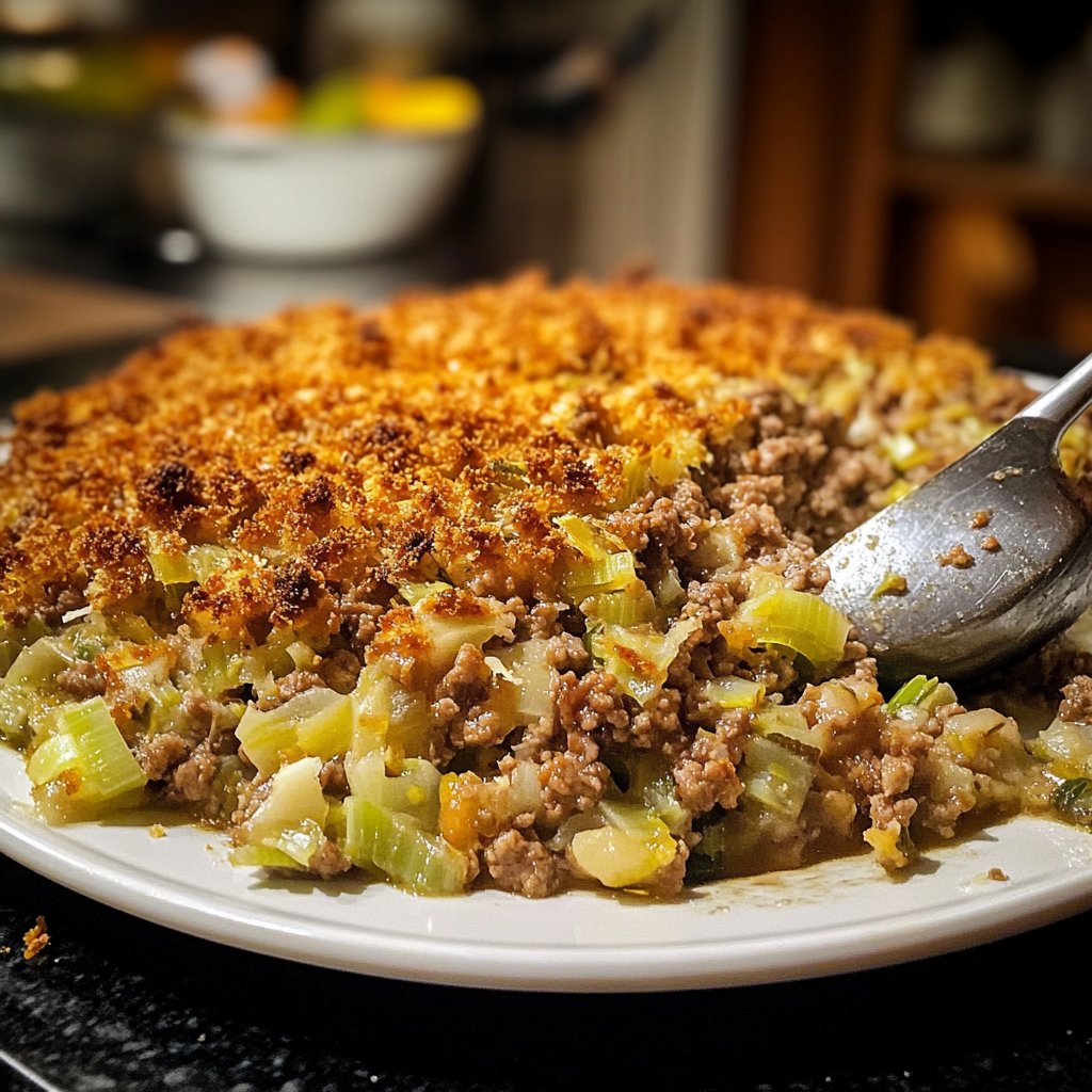 Hackfleisch Pfanne mit Lauch