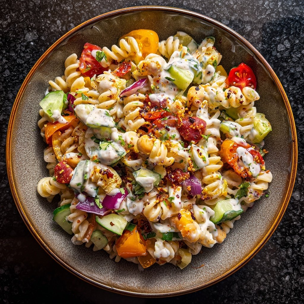 Mediterraner Nudelsalat Mit Kichererbsen