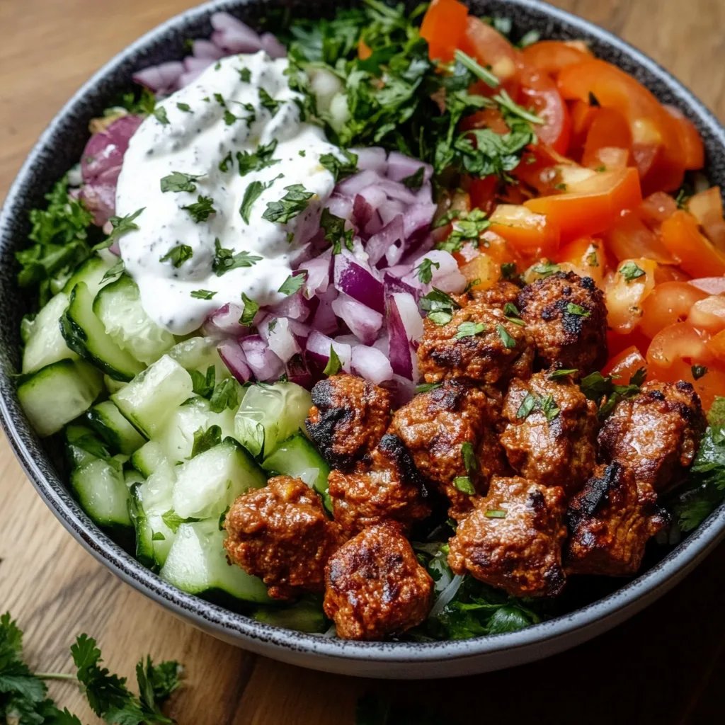 Kebab-Bowl mit hohem Eiweißgehalt