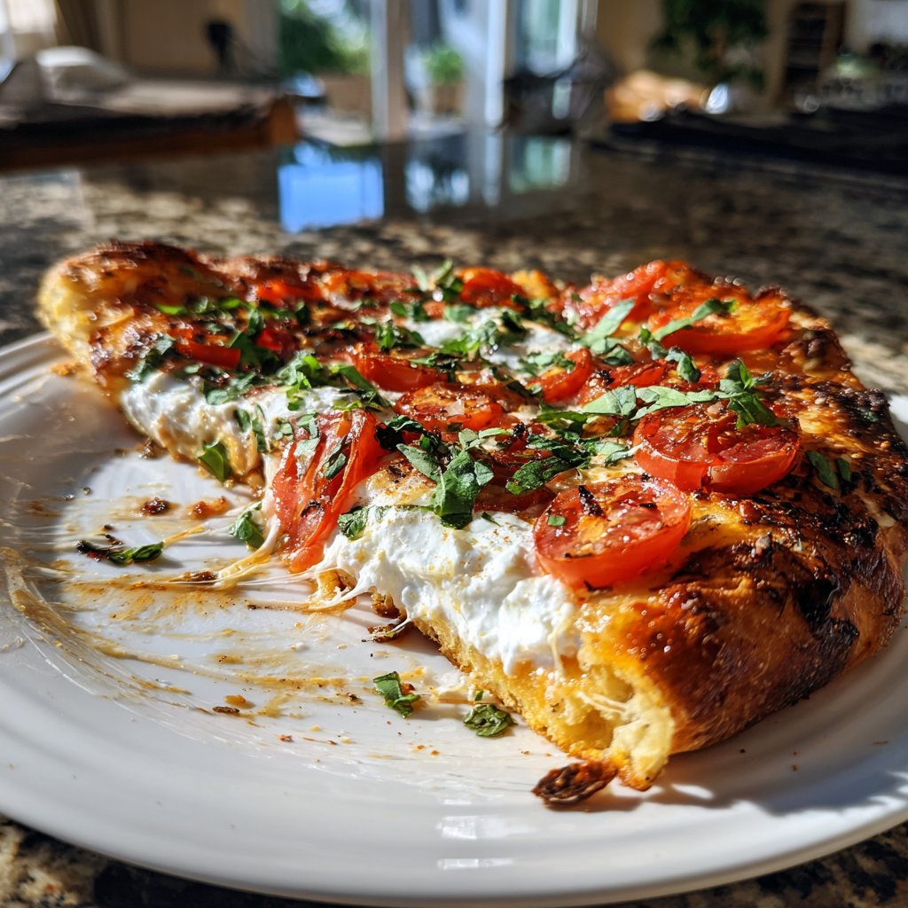 Pizza mit Tomaten und Burrata