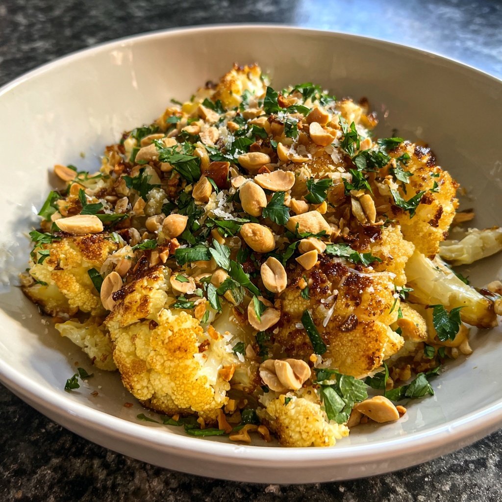 Blumenkohlpfanne mit Erdnüssen