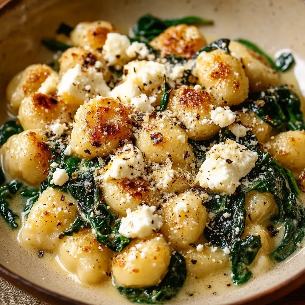 Cremige Gnocchi mit Spinat und Feta