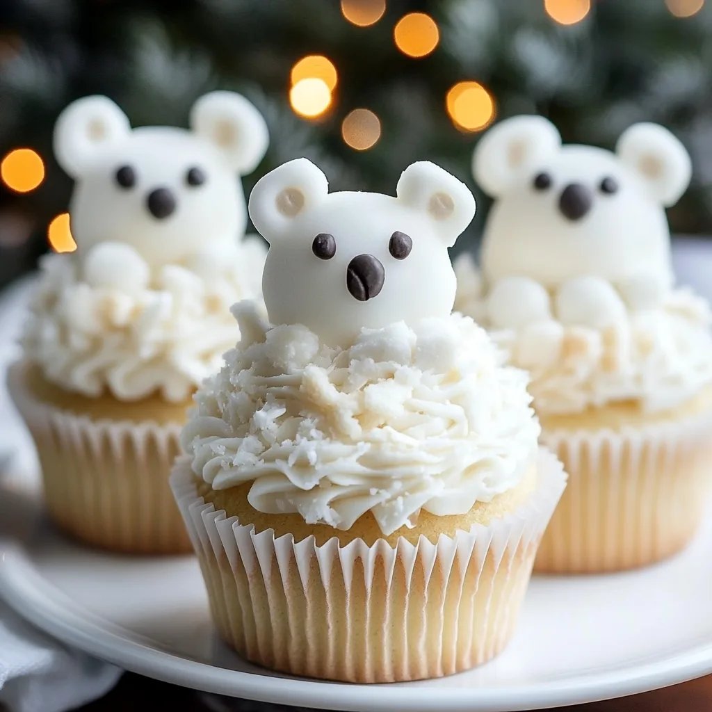 Christmas Polar White Bear Cupcakes